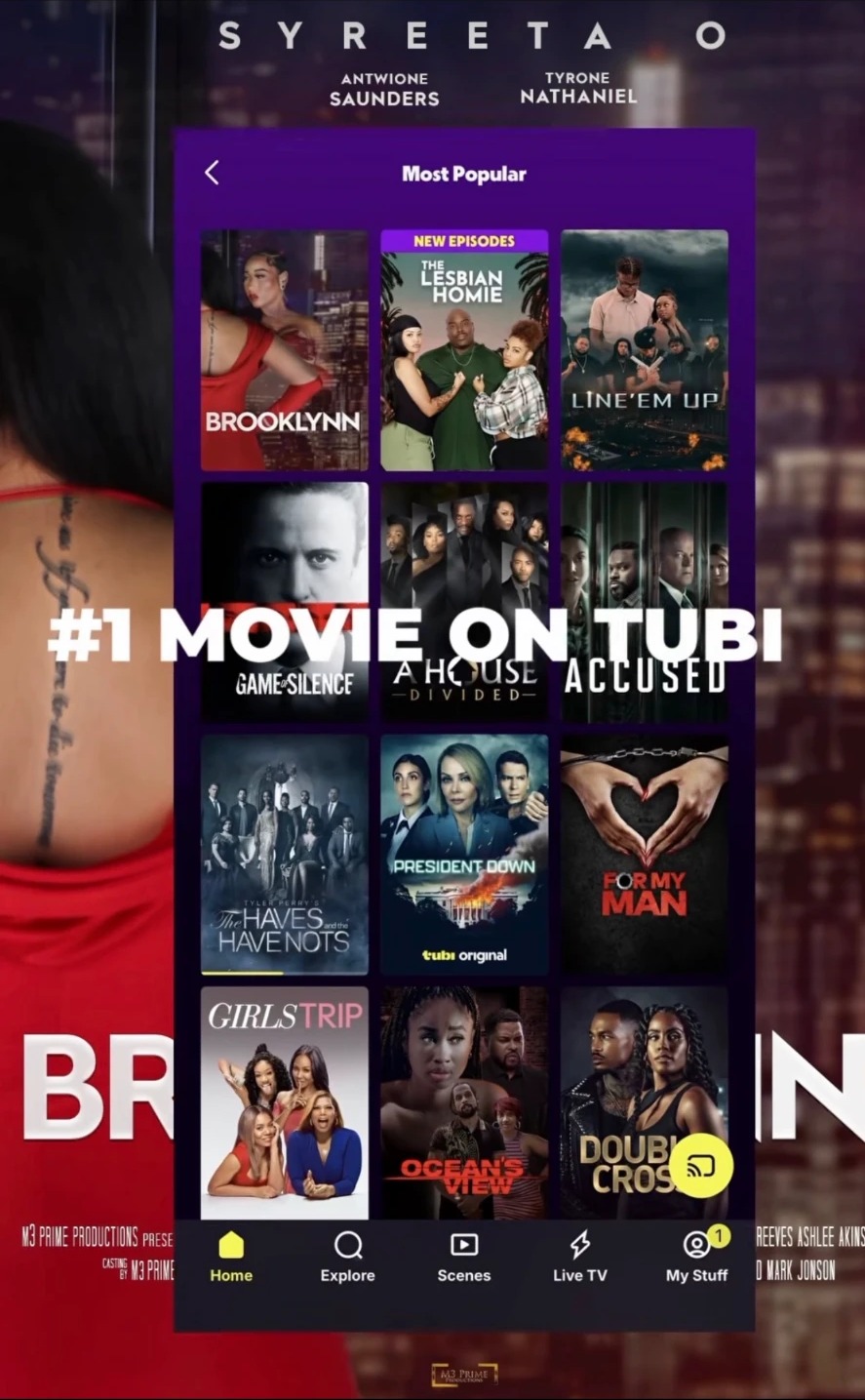 Brooklynn ranked #1 movie on Tubi