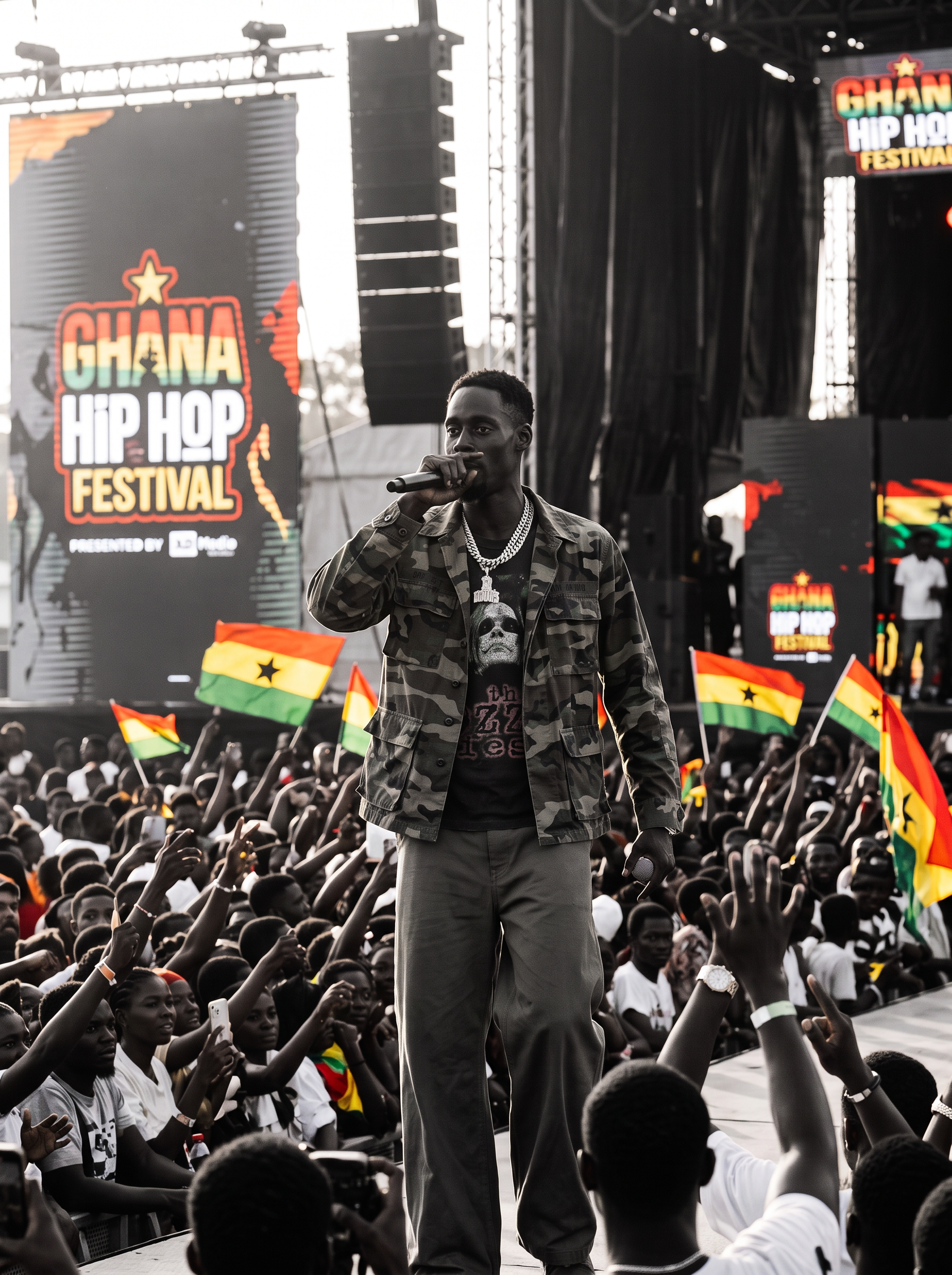 D.King performing on the Ghana Hip Hop Festival main stage
